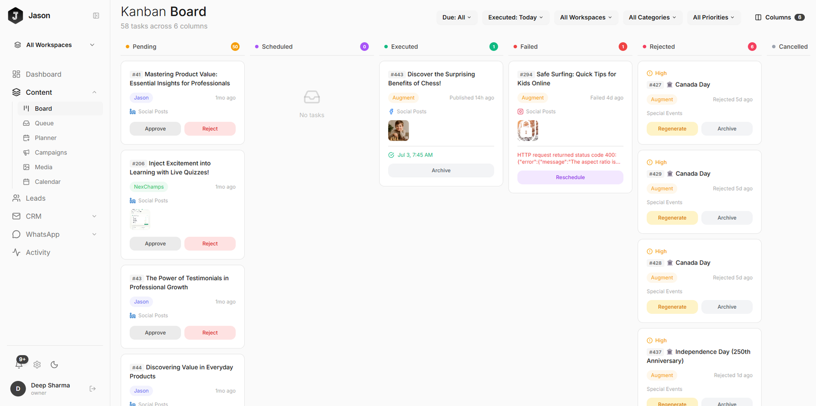 Jason dashboard screenshot